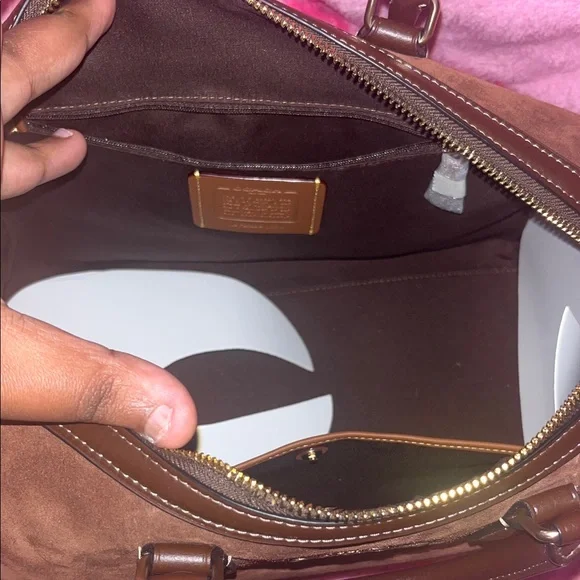 Coach Suede Large Rowan Handbag - Picture 5 of 9